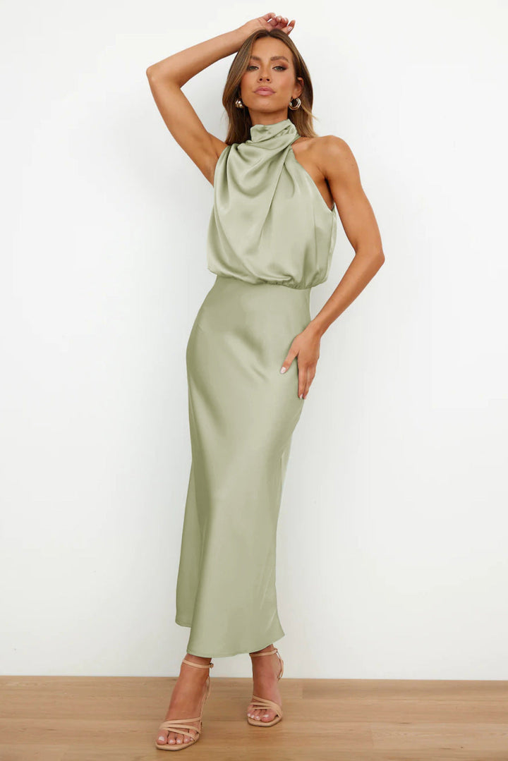 Olivia™ | Satin halter neck maxi dress