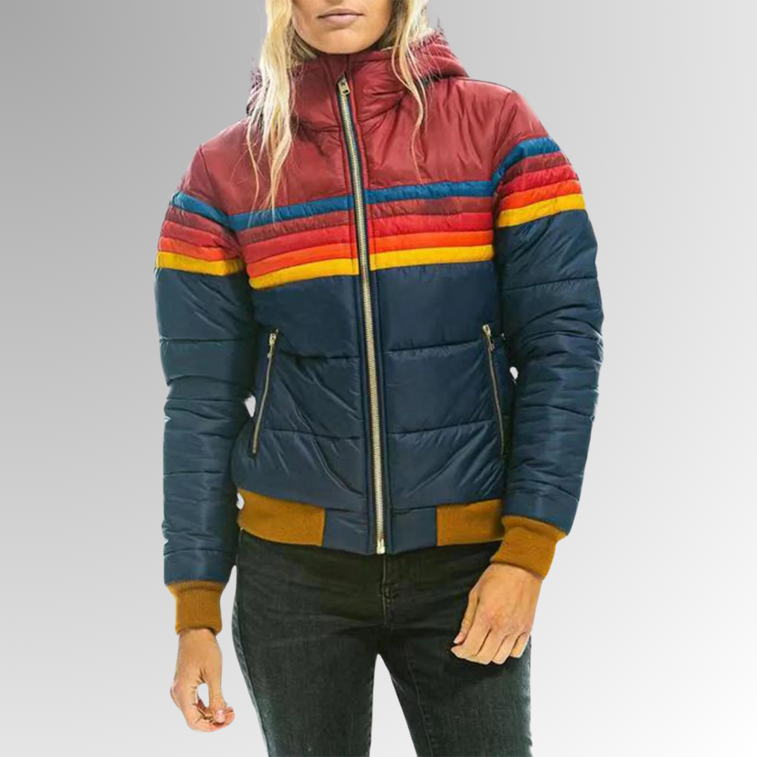 Amber™ | Rainbow striped jacket with zip