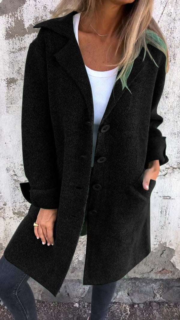 Baylea™ | Casual buttoned coat with wool lapels