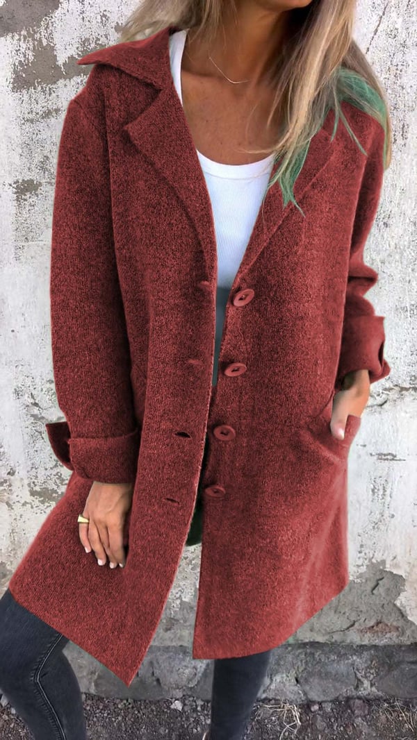 Baylea™ | Casual buttoned coat with wool lapels