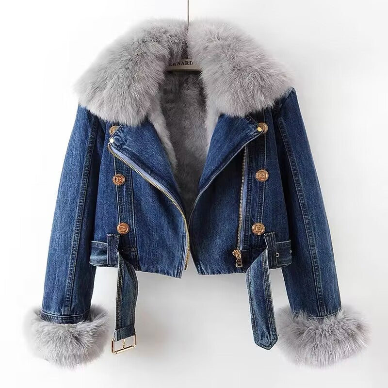 Celeste™ | Denim Jacket With Eco-Friendly Fur