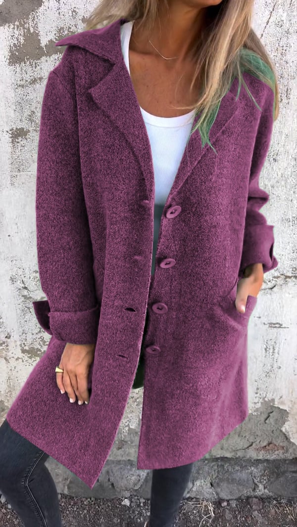 Baylea™ | Casual buttoned coat with wool lapels