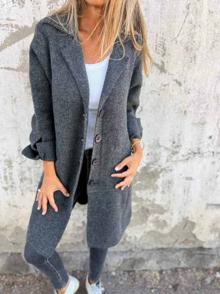 Baylea™ | Casual buttoned coat with wool lapels